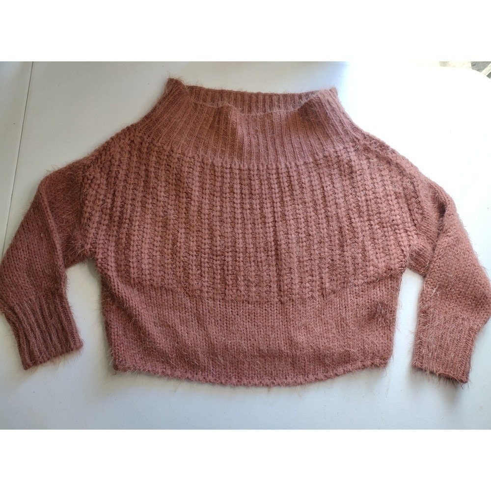 Miracle USA Cozy Fuzzy‎ Knit Mock Neck Cropped Sweater M/L